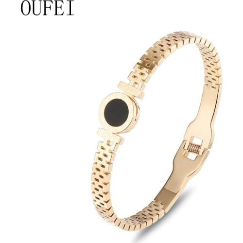 Titanium Steel Bracelet For Women Carving Roman Numeral Lover Cuff Fashion Open Bracelet 202 Trend Girl Gift Jewelry