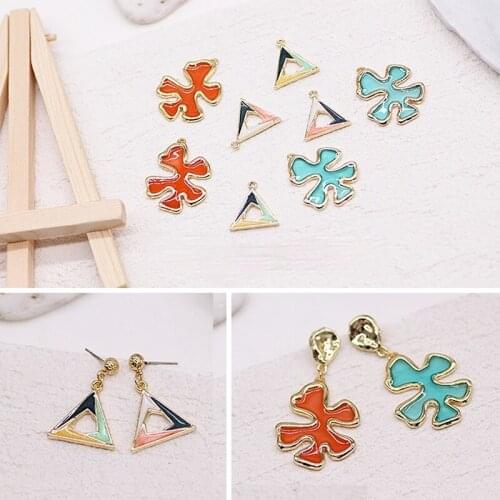 Color dripping oil jewelry accessories triangle irregular coral geometric shape pendant DIY earring material