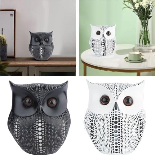 Resin Sculpture Accent Piece, Modern Owl Shaped Decorative Object for Home, Office, Table and Desktop