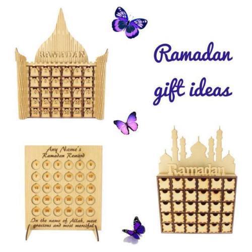 Wooden MDF Eid Mubarak Ramadan Calendar Sign Tray Decoration Muslim Islamic 2