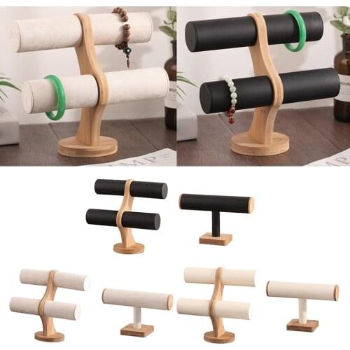 T-Bar Jewelry Bracelet Watch Velvet/Leather Display Stand Home Shop Organization