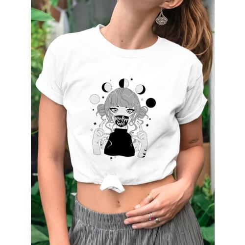 Moon Phase Magic Girl Graphic Print 100%Cotton Women Tshirt Girls Funny Summer Casual O-Neck Short Sleeve Tops Girls Weekend Tee