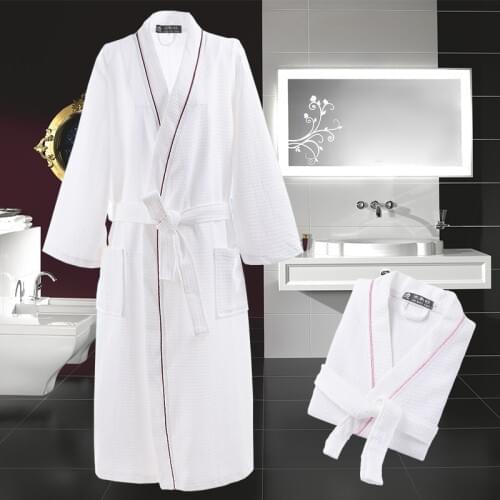 Kimono Bathrobe Women Female Cotton Waffle Robe Solid Color Women Nightgown Long Soft Robe High Quality Night Dress Sleepwear