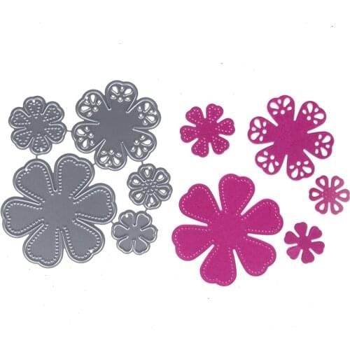 Hemere 5pcs Flower Set Metal Cutting Dies Stencil Creative Making Scrapbook Decor Photo Album Embossing Paper Cards Craft