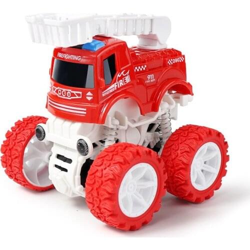 Inertia Friction Power Four-Wheeled Off-Road Engineering Vehicle Diecast Model Inertial Plastic Ladder Fire Truck Car Toy