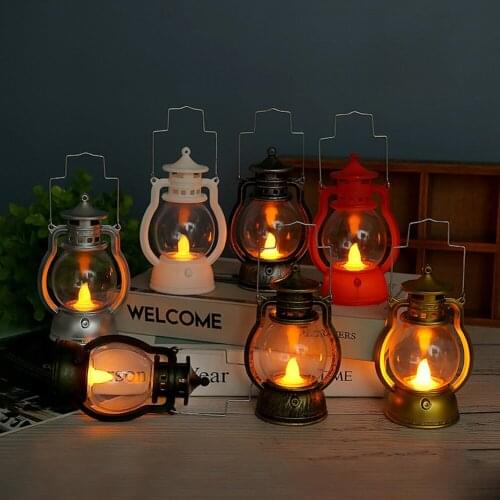 Retro Classic Kerosene Lamp Portable LED Lantern Lights Antique Ornament Festival Halloween Decoration