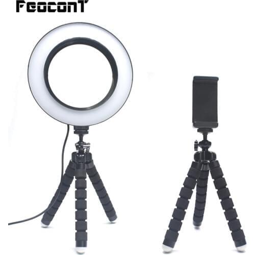 Ring Light with Tripod 16cm/6inch Portable Desktop LED Lights Ring lamp For tik tok Youtube Live Makeup Photography Fill Light