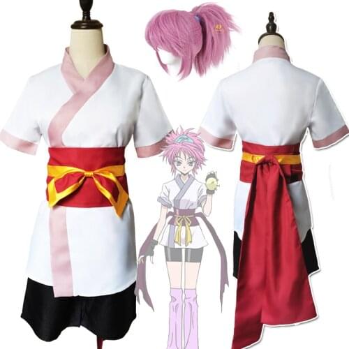 Anime Hunter X Hunter Machi Komacine Cosplay Costume Pink Ponytail Wig Halloween Carnival Phantom Troupe Suit for Adults