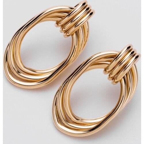 Metal Drop Earrings for Women Vintage Exaggerated Geometric Hollow Round Circle Earring Boho Party Wedding Jewelry