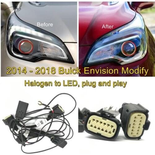 CZMOD Car Headlight Modification Upgrade Special Transfer Wiring Adapter Harness For 14-18 Buick Envision Form Halogen To LED