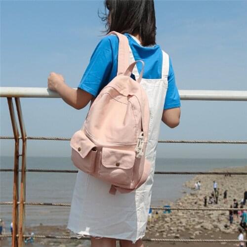 Fashion School Teenage Girls School Backpack Denim Double Pockets Cacual Backpack Travel Bags Back Pack Classic Travel Backpack