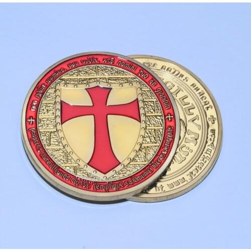 Newest Knight Templar Coin, Russia Red Templar knight Coin Design 24K Gold Plated Souvenir Round Coins