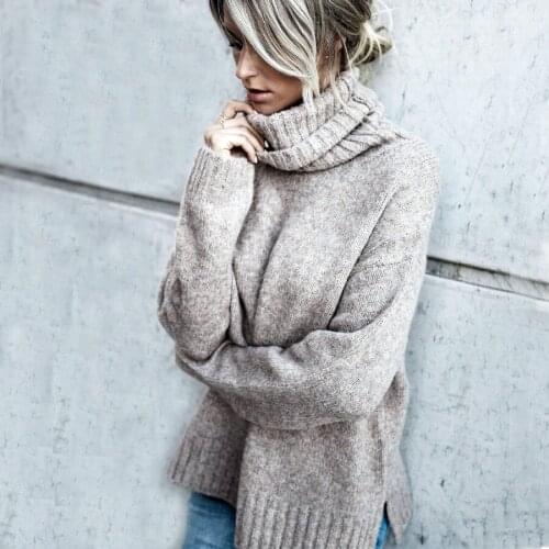 New Solid Color Loose Sweater Stylish and Simple Commuter Turtleneck Sweater Casual All Match Womens Sweater Women Outfits