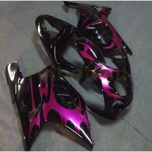 Custom motorcycle cowl for GSX-R600750 2001 2002 2003 K1 ABS plastic Fairing Injection mold purple flames kit fairings