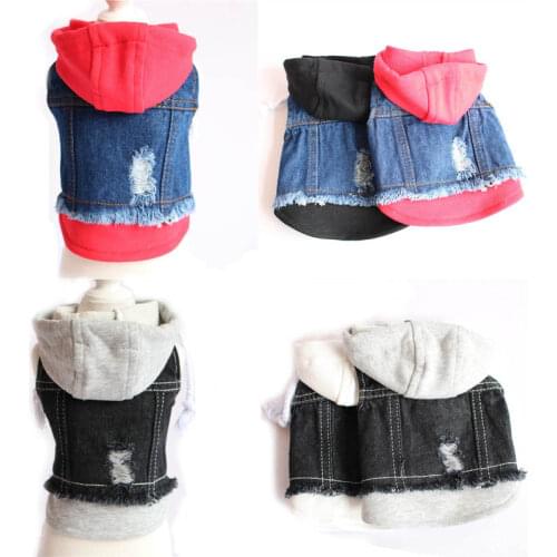 Personalized Patched Dog Hoodie Pet Dog Clothes For Dogs Jeans Coat Jacket Fake Two-piece Suit Ropa Perro French Bulldog Pug