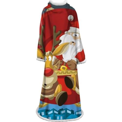 Christmas Festival Printing Sleeve Blanket Double-sided Fleece Fabric Warm Sofa Bed Cover Blanket Office Nap Blanket