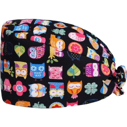 Surgicals caps working hat anime print pattern scrub hats 100% cotton women men lab pet shop beautician dust proof nursing cap