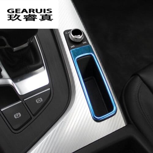 Car Styling Interior Gear Shift Box Panel Sequins Cover Trim Stall Decoration strip stainless steel sticker for Audi A4 B9 2017