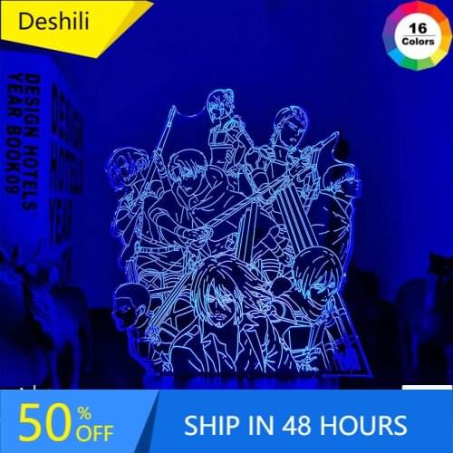 Anime Led Light Attack on Titan Wallpaper Group for Kid Bedroom Decoration Child Birthday Gift Manga AOT Attack on Titan 3d Lamp