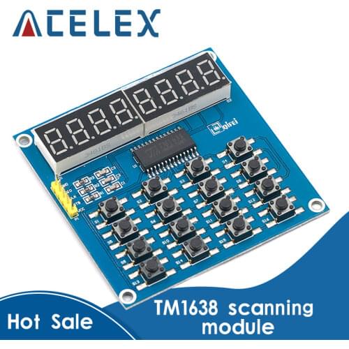 TM1638 LED Display 8-Bit Digital Tube Module 3-Wire 16 Keys 8 Bits Keyboard Scan And KEY LED Display Module For Arduino DIY Kit