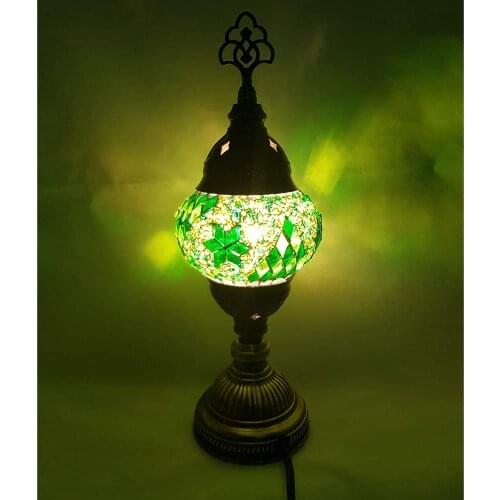 Turkish Moroccan Table Bedside Tiffany Nightstand Crystal Stained Glass Lamp for Bedroom Living Room - Small Vintage Mosaic Deco