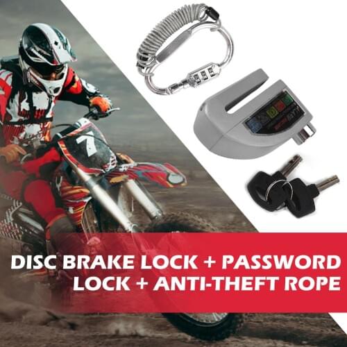 Helmet Combination Lock Motorcycle Alarm Disc Lock with Steel Wire Reminder Rope Lightness Portability Convenient Carrier