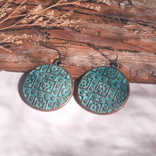 Boho Round Big Earrings for Women Brass Bronze Drop Earrings 2019 New Fashion Ethnic Dangle Hanging Earrings Jewelry Accessories