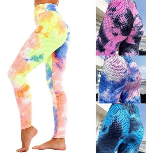 Womens High Waist Yoga Pants Tummy Control Slimming Booty Tie-Dyed Leggings Workout Running Butt Lift Tights Shaping Sportswear