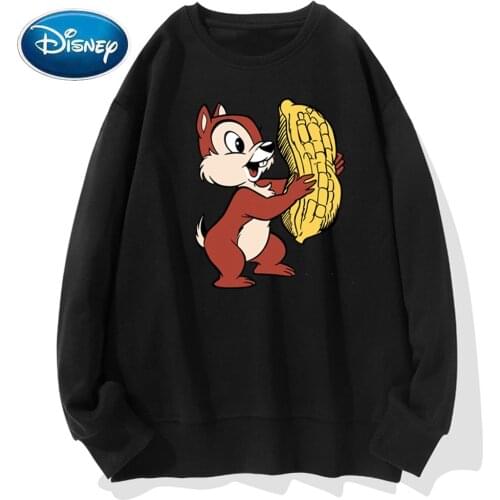 Disney Sweatshirts Chic Fashion Chip 'n Dale Squirrel Cartoon Print Unisex Women Jumper O-Neck Long Sleeve Casual Tops 9 Colors