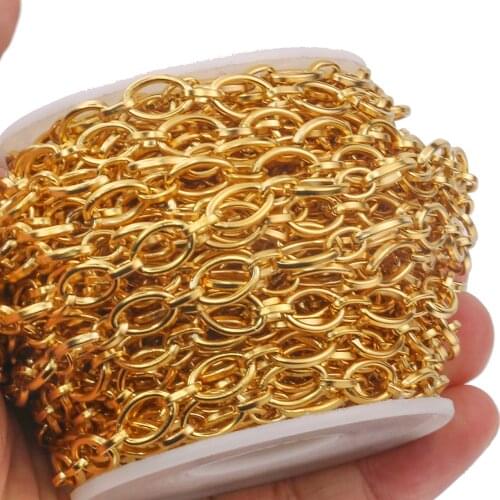 1 Meter Width7mm Stainless Steel Gold O Shape Cable Chains for DIY Jewelry Making Necklace Bracelet Anklet Making Supplies
