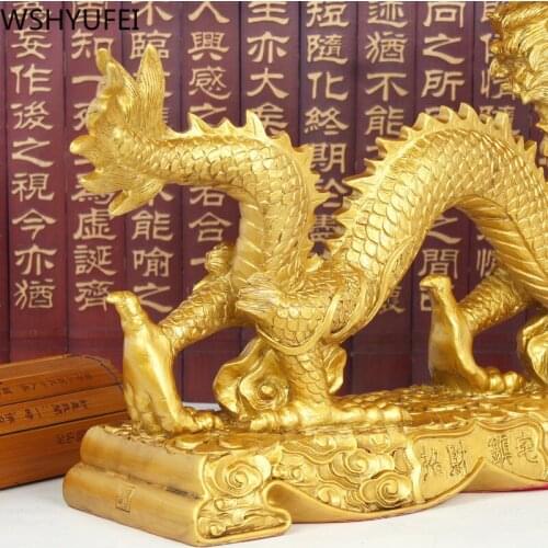 Chinese Style Fengshui Golden Lucky Money Zodiac Long Resin Statue Home Decor Birthday Present Living Room Christmas Decorations