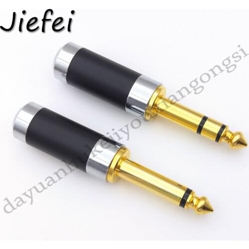 1Pcs New 2 Pole Mono / 3 Pole Stereo Jack 6.35mm Connector Gold-Plated 6.3MM 1/4 Inch Plug Audio Microphone Cable Connector