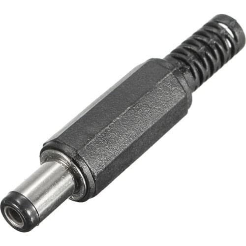 10pcs 5.5x2.1mm Male Solder Dc Barrel Tip Plug Jack Straight Connectors For DC Power Supply LED Lights Switch Black