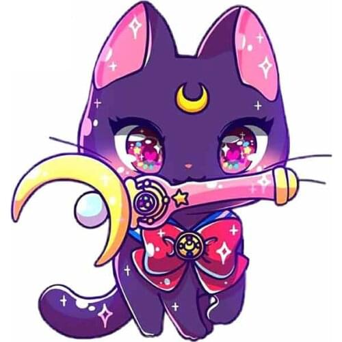 12cm X 13cm Personality Car Sticker for Sailor Moon Cat Car Decal Bumper Window Waterproof Pvc