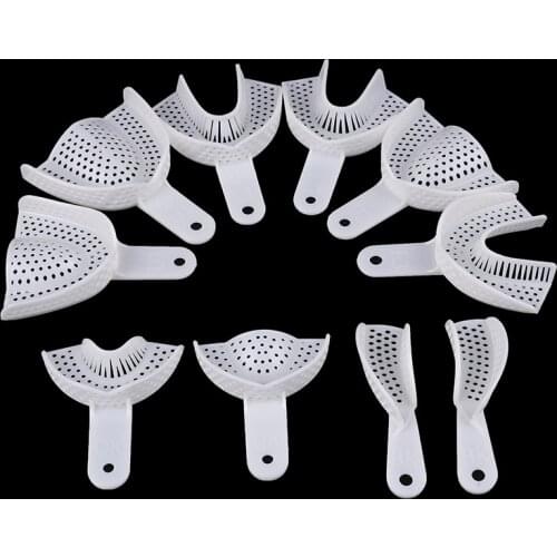 2pcs White Dental Impressions Trays Plastic-Steel Teeth Holders Denture Model Oral Hygiene Materials Clinic Dentist Product