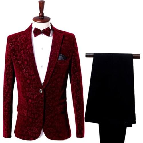 Velvet blazer men formal dress latest coat pant designs suit men costume masculino trouser marriage wedding suits for mens