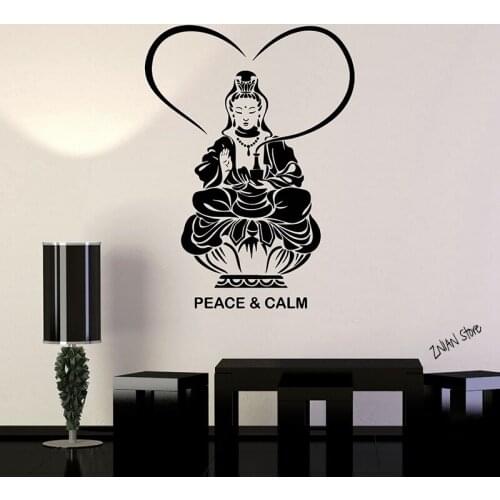 Buddha Meditation Wall Decals Peace Calm Buddhism Wall Stickers For Yoga Studio Removable Art Mural For Living Room H071