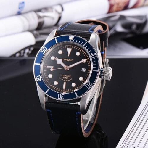 Corgeut 41MM Men Watch Luxury Miyota Automatic Mechanical Mens Clock Sapphire Leather Relogio Male Sport Swim Man Wristwatch