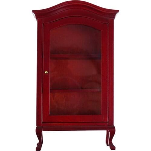 Display Cupboard Cabinet Shelf Showcase Doll House Decor Accessories 1:12 Dollhouse Miniature Wood Kids Furniture Toys