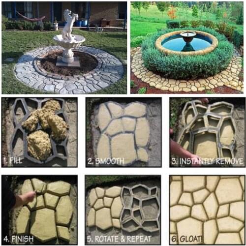 50*50cm 5pcs/lot pathmate stone mold artificial path molds culture stone mold Paving stone mould diy stone pavement mold