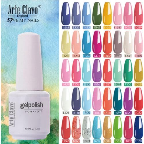 Arte Clavo Gel Polish Spring Summer Color LED Nail Yellow Green Red Fasion Gel Soak Off 8ml Manicure Acrylic Top Base Nail Art