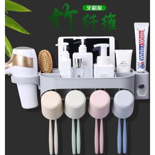 Hot Style Beveled Bamboo Fiber Toothbrush Holder Bathroom Toothbrush Toothpaste Shelf Multifunctional Wash and Gargle Set