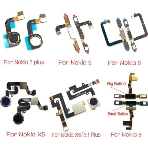 Home Button FingerPrint For Nokia 5 6 8 7 5.1 Plus 6.1 X5 X6 Sensor Flex Cable Ribbon Replacement Parts