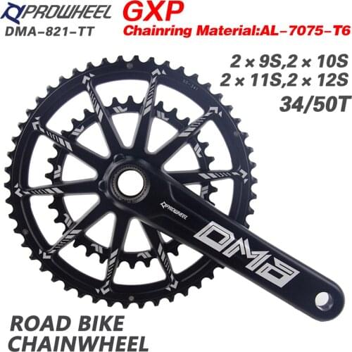 Prowheel Road Bike Crankset 9/10/11/12S Double Chainring Crank 34-50T GXP chainring BB Bottom bracket 170mm/172.5mm/175mm Crank