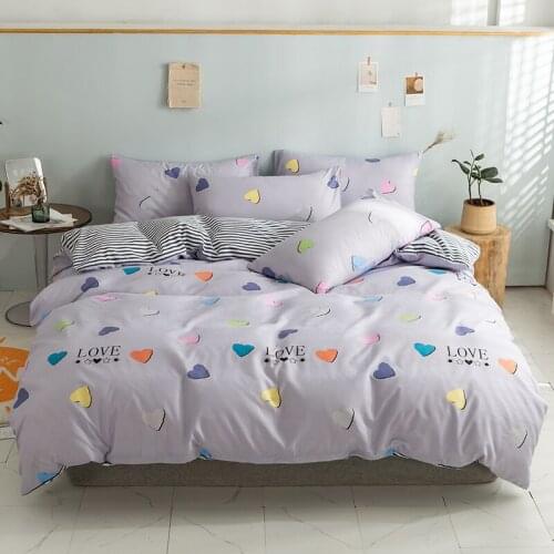 Color Heart Pattern Bedding Set, Duvet Cover Pillowcase 3pcs220x240,175x220 Quilt Cover, Stripe King Size Bed Sets