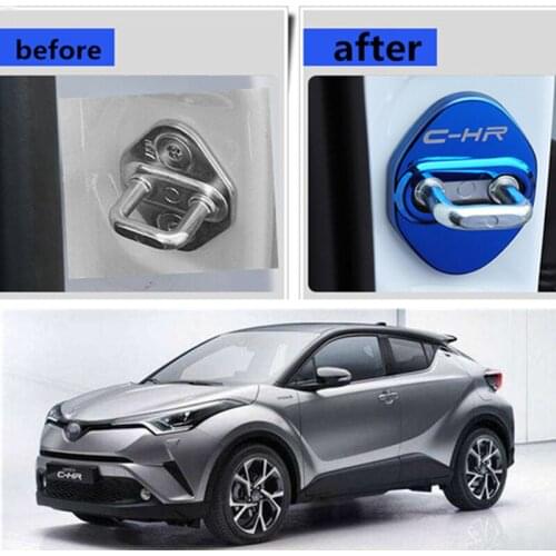 4PCS Car Door Lock Buckle cover t Door Lock cover protector Buckle For Toyota CHR C-HR car styling