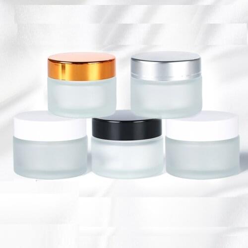 Refillable Facial Cream Jar Glass Frosted Clear Gold Silver Black Top 5g 10g 15g 20g 30g 50g Cosmetic Containers Cream Jar