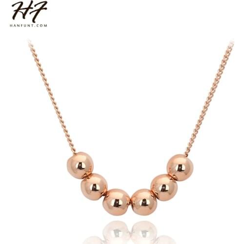 Trendy Transport Bead Necklace for Women Rose Gold Color Pendant Fashion Jewelry gift for Christmas Day N267