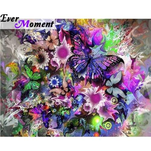 Ever Moment Diamond Painting Handmade Full Square Drill Picture Of Rhinestone Butterfly Diamond Embroidery Decoration ASF1421