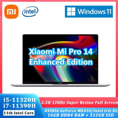 New 2021 Xiaomi Mi Laptop Pro 14 intel Notebook Enchanced Edition i7-11390H/i5-11320H 16GB 512GB SSD 120Hz 2.5K Screen Computer